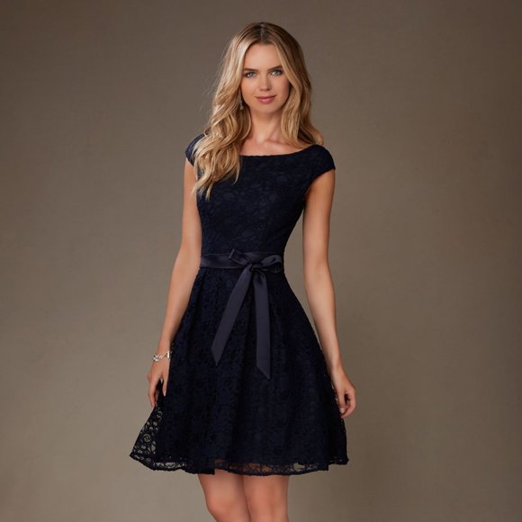 Morilee Dresses & Skirts - Morilee by Madeline Gardner Timeless Lace Navy Bridesmaid Dress Size 6
